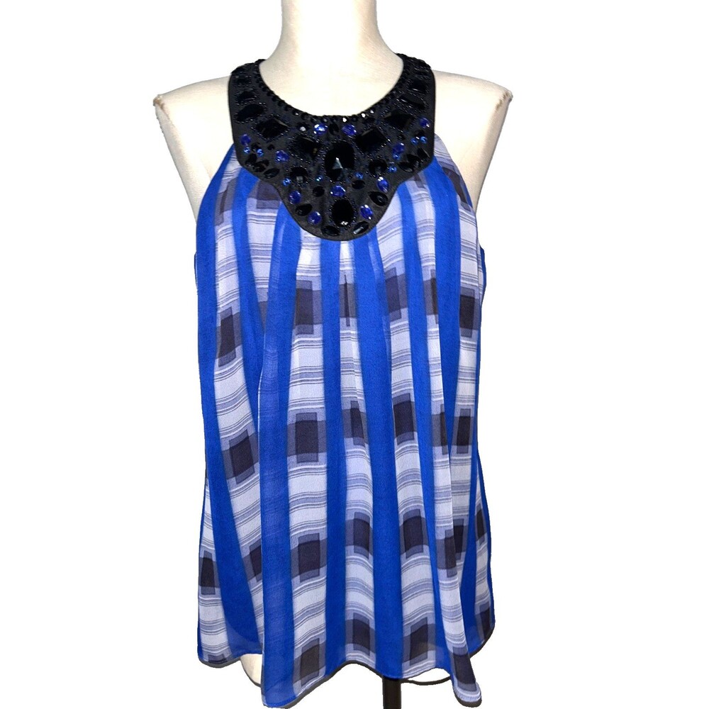 ECI Women’s Y2K Whimsygoth Embellished Chiffon Babydoll Halter Top size 8
